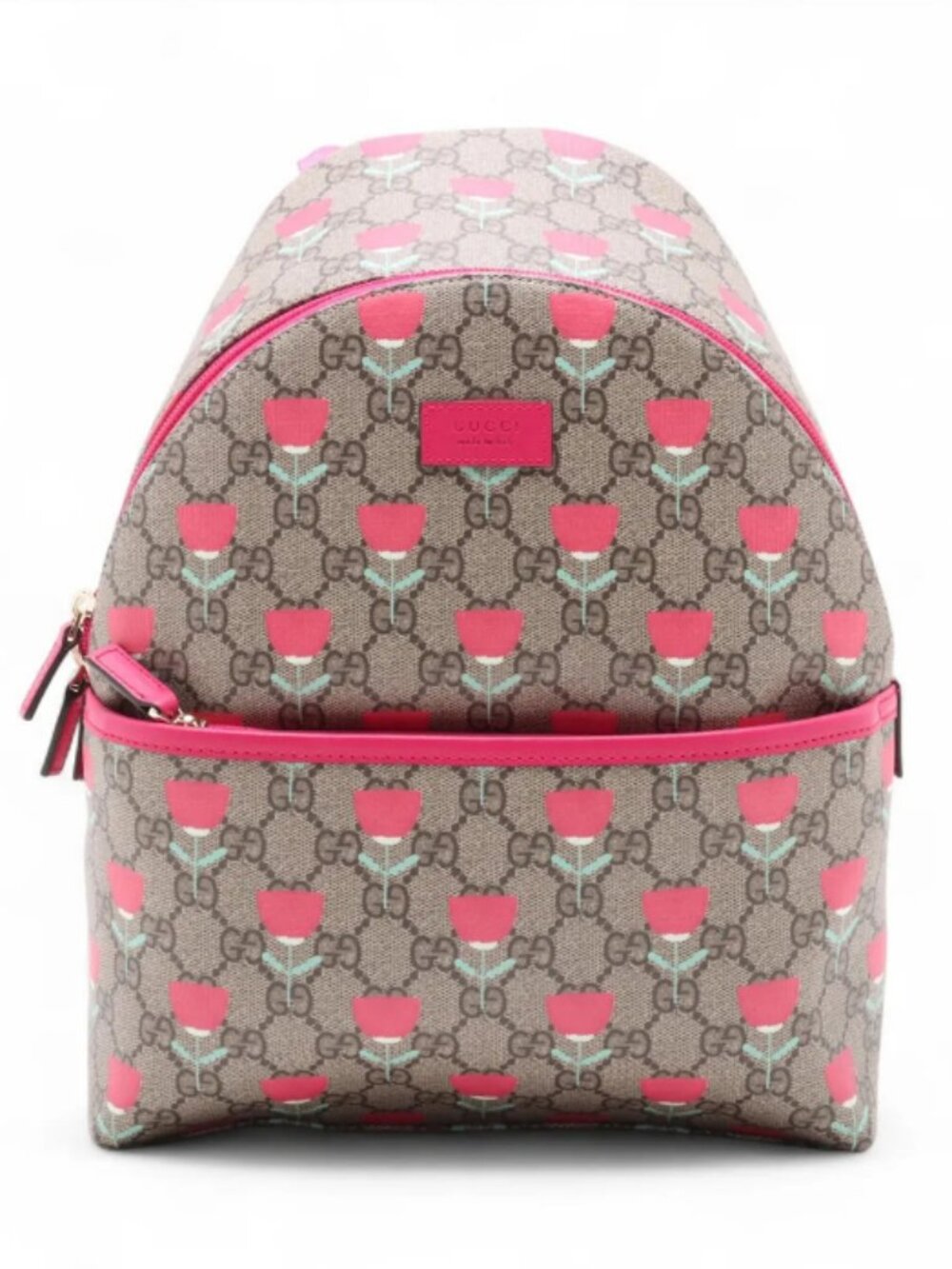 Gucci GG Supreme Floral Mini Backpack Beige x Pink